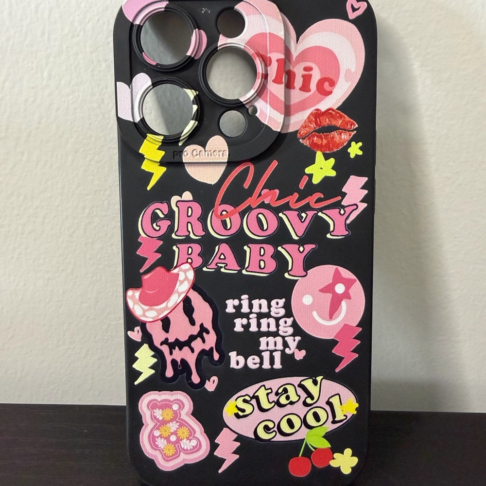 iPhone 14 Pro Chic Black and Pink Phone Case